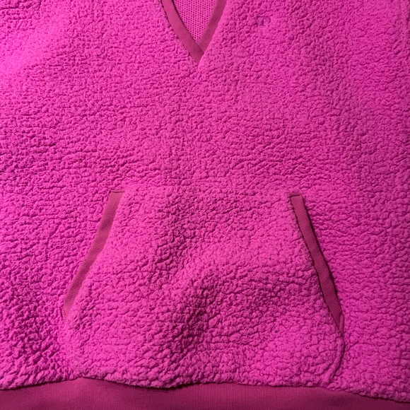 Victoria’s Secret hot pink Oversized V-neck  Sherpa hoodie - Picture 4 of 6